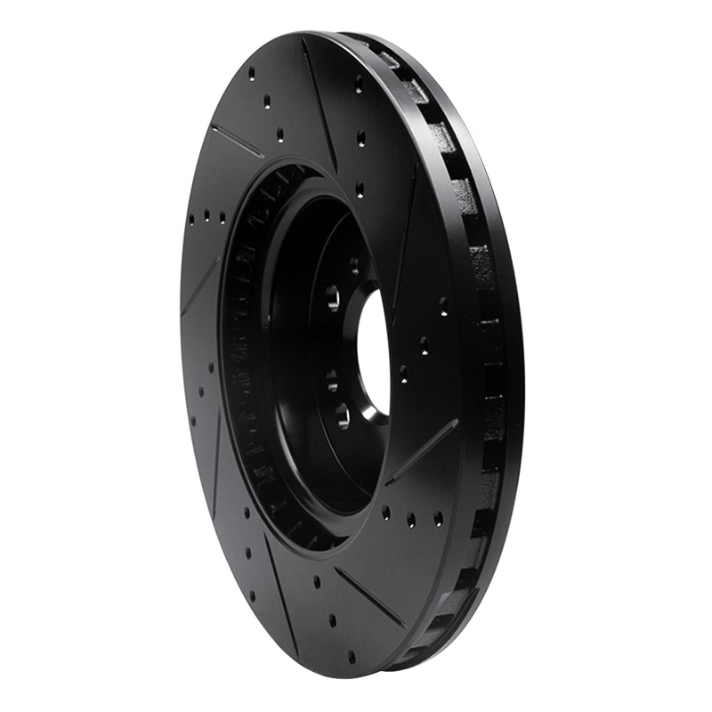 Mercedes-Benz ML350 Brake Rotor (1) - Front Left - R1 Concepts - Drilled & Slotted - Black - `12-`18